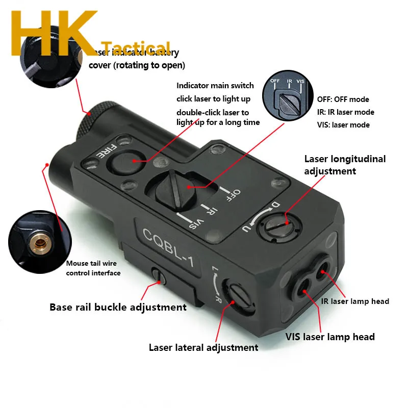 SOTAC-equipo táctico Airsoft, CQBL-1 de Metal, indicador IR rojo y verde, apto para arma de caza, Riel de 20mm, visor CQBL, lámpara de explorador, puntero láser - imagen 4
