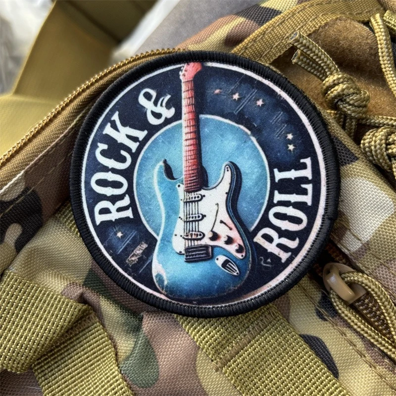 Parche impreso para instrumentos de guitarra, insignias de moral táctica para ropa, parches militares con gancho, pegatinas para mochila - imagen 4