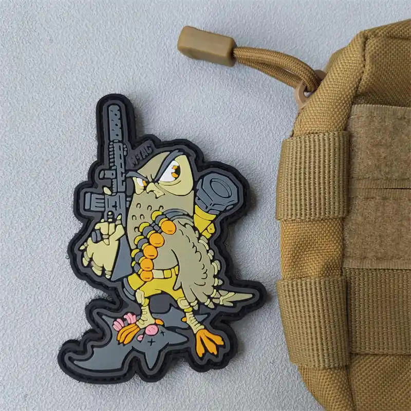 Parche de PVC 3D de guerrero búho, gancho y bucle, insignia de moral táctica militar, mochila, accesorios decorativos, parches adhesivos para ropa - imagen 4