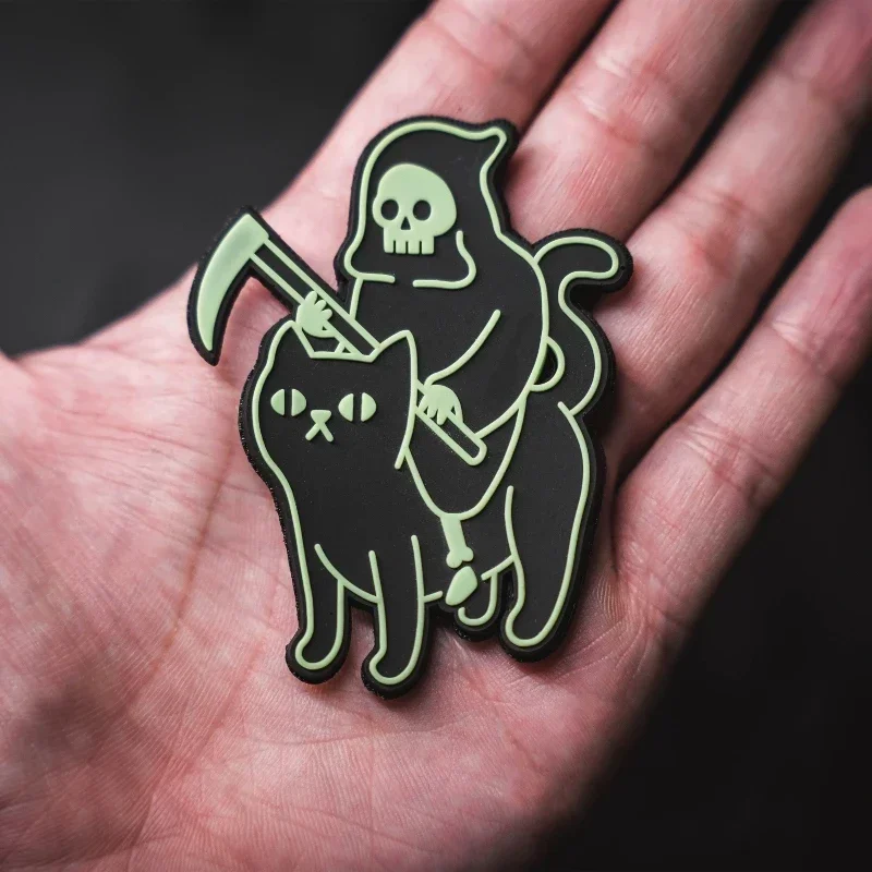 Reaper parches de PVC para ropa, insignia de moral de gato nocturno, pegatina táctica de mochila, brazalete militar - imagen 3