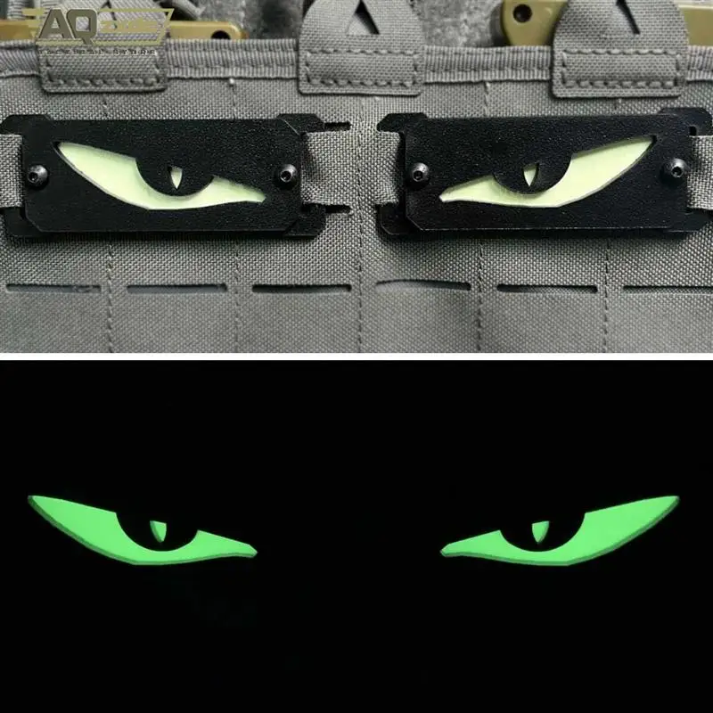 AQzxdc parche táctico luminoso tira de marcado de ojos Molle marcador luminoso señal de seguridad Panel luminoso para chaleco Airsoft mochila - imagen 2
