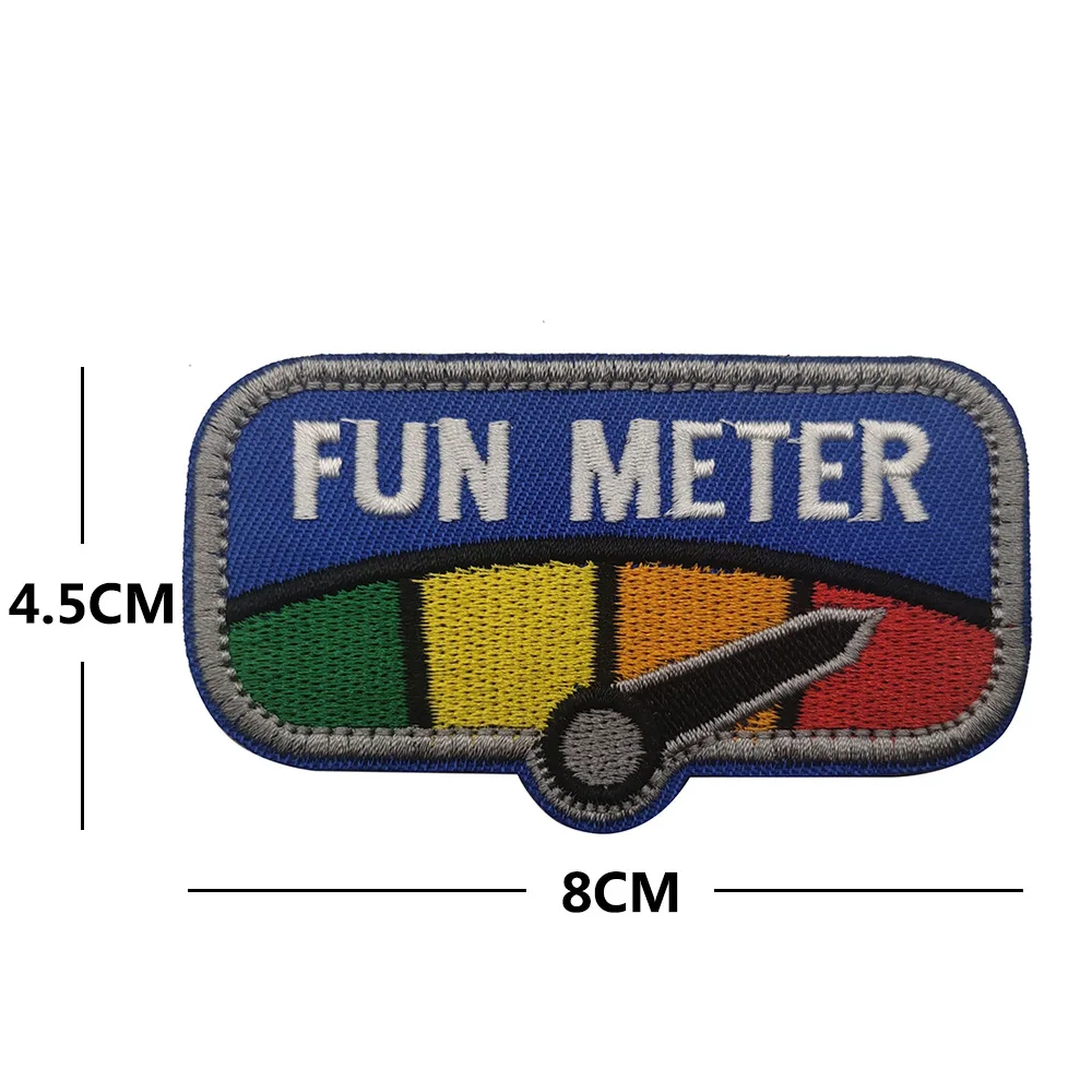 FUN METER parches bordados, medidor de succión, flecha direccional, rojo, amarillo, verde, aplique para ropa, mochila, insignias, gancho, bucle - imagen 3