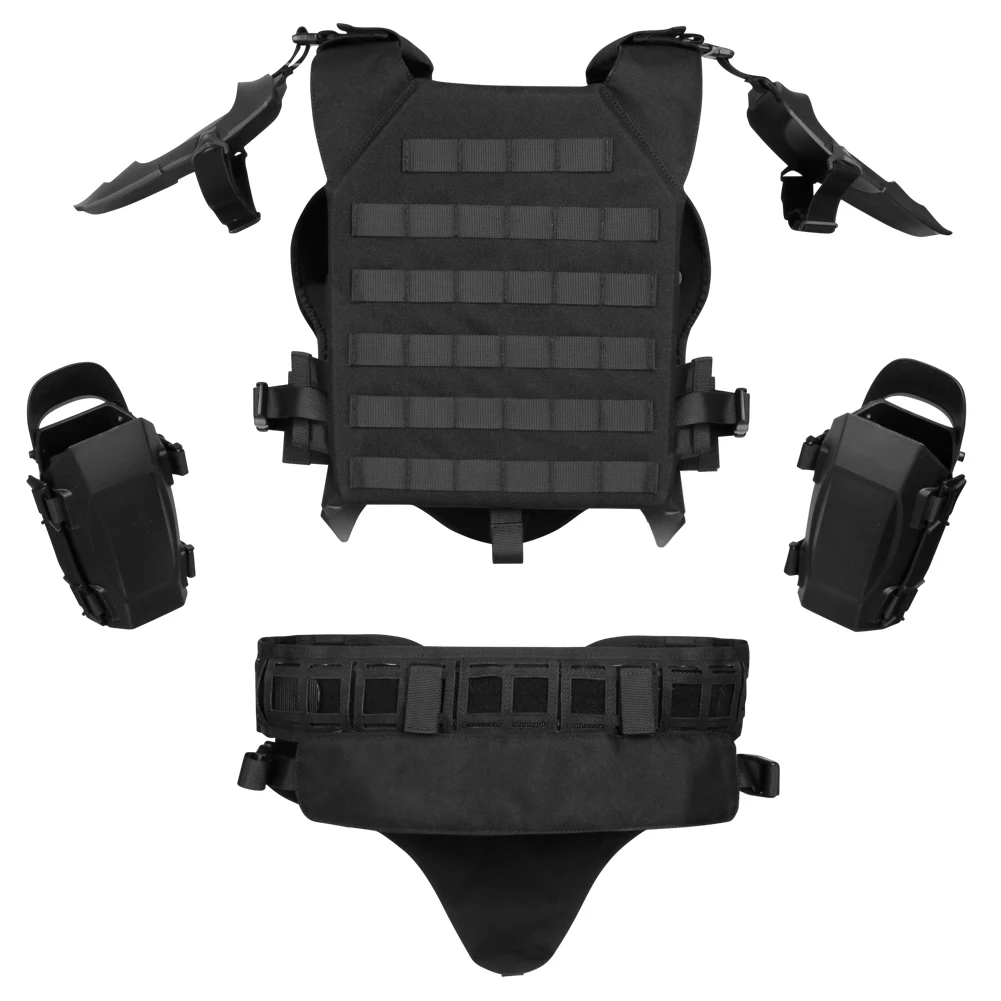 Chaleco de armadura para motocicleta, armadura de protección Modular para codo, pecho y entrepierna, cinturilla MOLLE ajustable, equipo táctico para juegos Airsoft CS - imagen 3