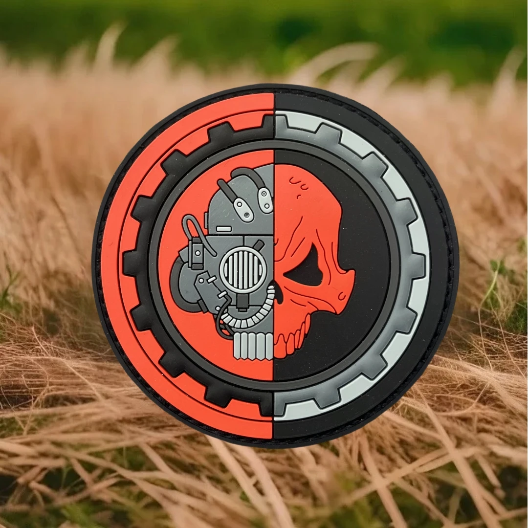 Parches de gancho y bucle de PVC con calavera mecánica de veterano para ropa, brazalete del ejército militar, pegatina para mochila, insignia de moral táctica - imagen 4