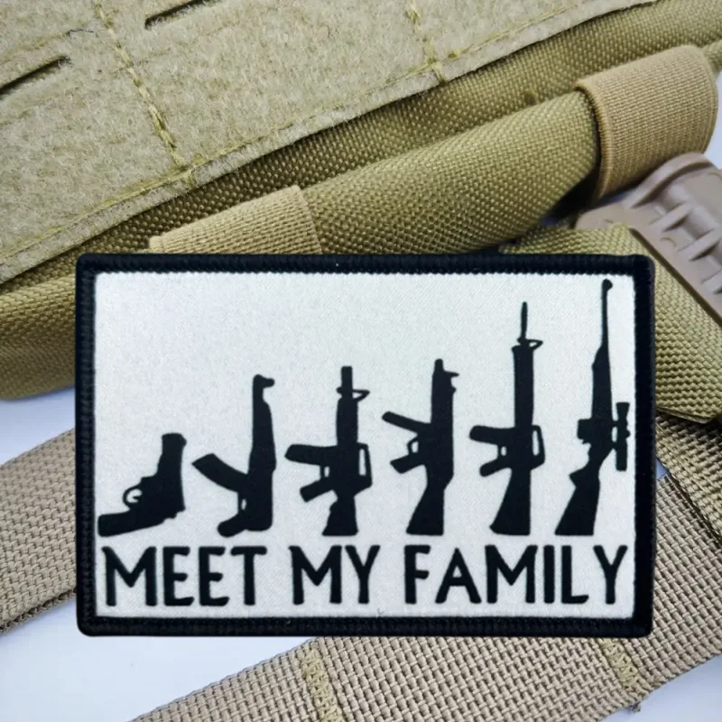 Parche con estampado Meet My Family, chaleco táctico, gancho y bucle, sombrero, insignia de moral, mochila, pegatinas decorativas, parches para brazalete para ropa - imagen 4
