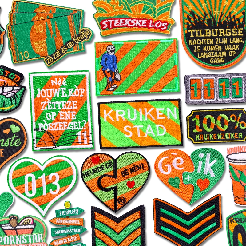 Parche DIY de Carnaval de Países Bajos, emblema de Kruikenstad, parches bordados, parches para planchar para ropa, uniformes, sombreros, insignias bordadas
