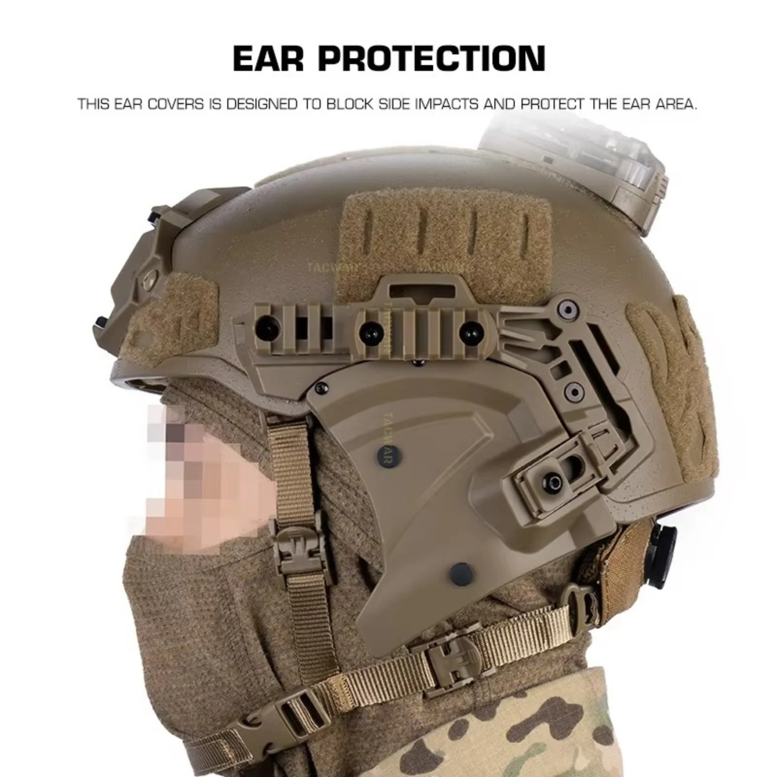 Orejeras de protección lateral para casco, orejeras para casco táctico Wendy 3,0, montaje en riel, caza, Airsoft, CS, entrenamiento, Cosplay - imagen 3
