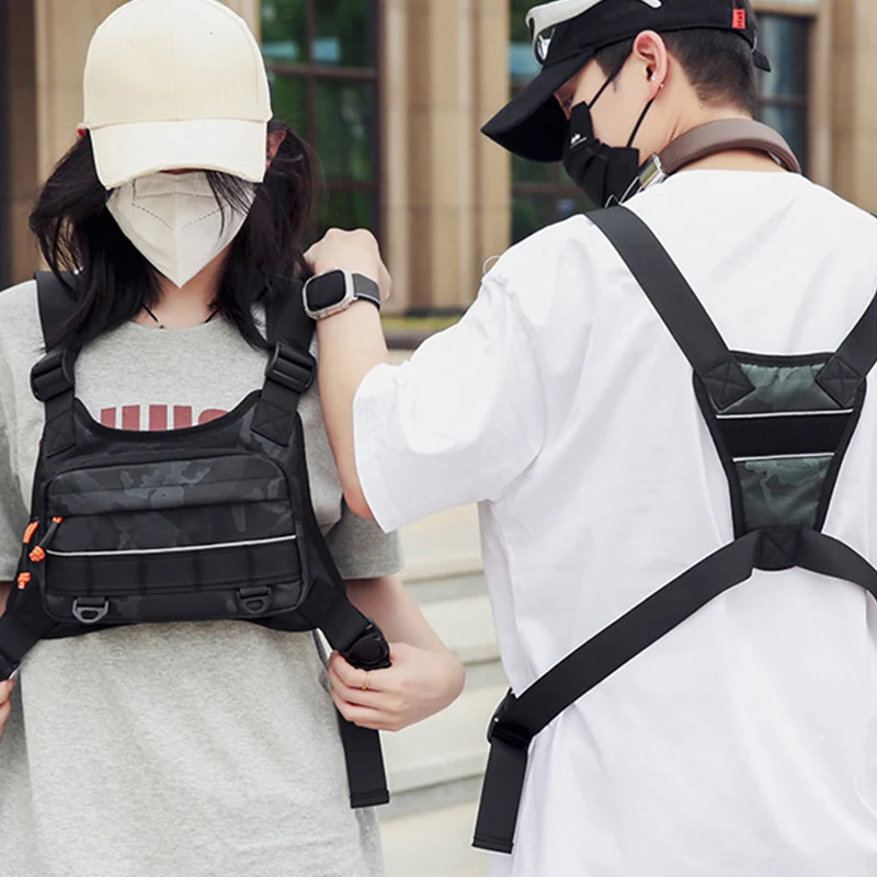 Bolsa de chaleco para escalada al aire libre, motocicleta, senderismo, ciclismo, trotar, correr, bolsa frontal para el pecho, paquete reflectante deportivo de viaje ligero - imagen 5