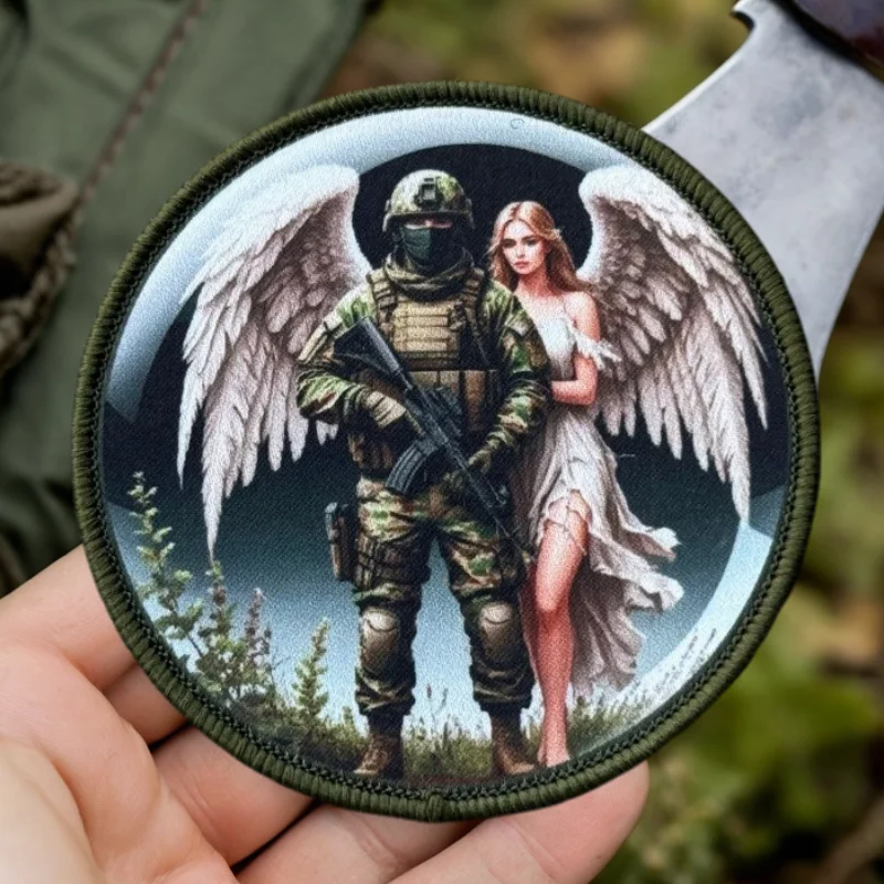 Parche estampado de ángeles para proteger los soldados, chaleco táctico, insignia de moral con gancho y bucle, pegatinas para mochila, parches para brazalete para ropa - imagen 2