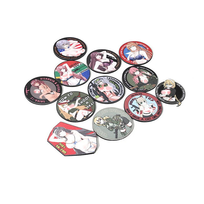 Parche Sexy de pelo largo para niñas, brazalete de brazos de pistola, elemento cuadrático, chaleco armado, pegatinas de mochila militar táctica - imagen 3