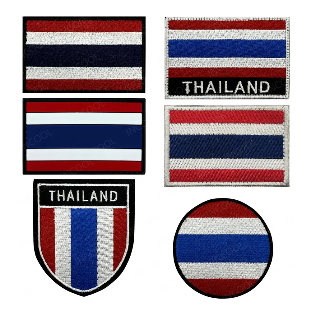 Parches de bandera nacional de Tailandia, bordado, apliques de goma de PVC, brazalete, insignias decorativas para hombros, ropa, chaqueta, gorra - imagen 2
