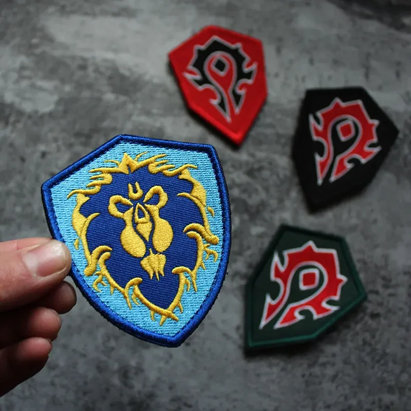 Parches de gancho y bucle con emblema bordado Tribal de World of Warcraft, brazalete de moral táctico humano y bestia, parche de León para ropa - imagen 2
