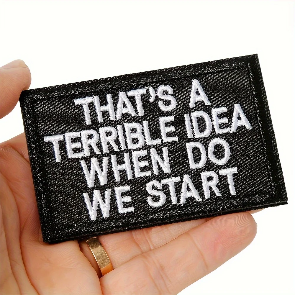 Parches Velcro Mochila TáCticos De Bordados "Una idea terrible" Funny Meme Velcros Patch Cierre de gancho y bucle - Insignia de moral militar bordada táctica para mochila Molle - imagen 2