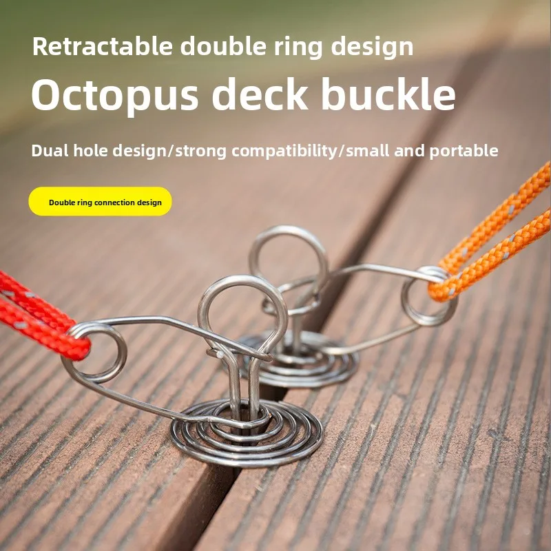 Tienda de campaña, clavos para cubierta de uñas, hebilla de resorte de torsión de pulpo, hebilla de cuerda de vino, hueso de pescado, accesorios para tienda de campaña de escalada y senderismo - imagen 4