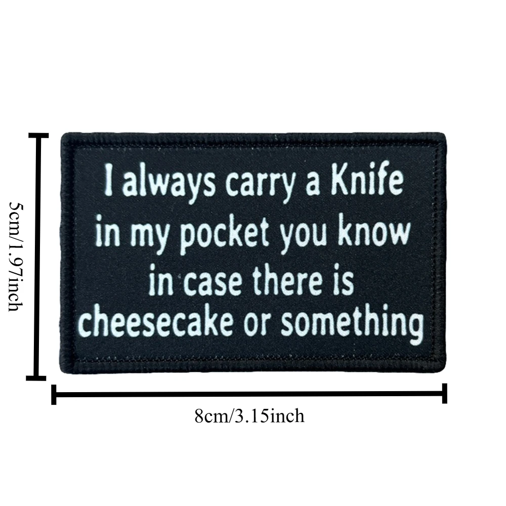 Parches de Meme "I Carry A Knife EDC", parche de gancho y bucle, brazalete moral, insignia de moral del ejército militar, pegatinas tácticas para mochila - imagen 2