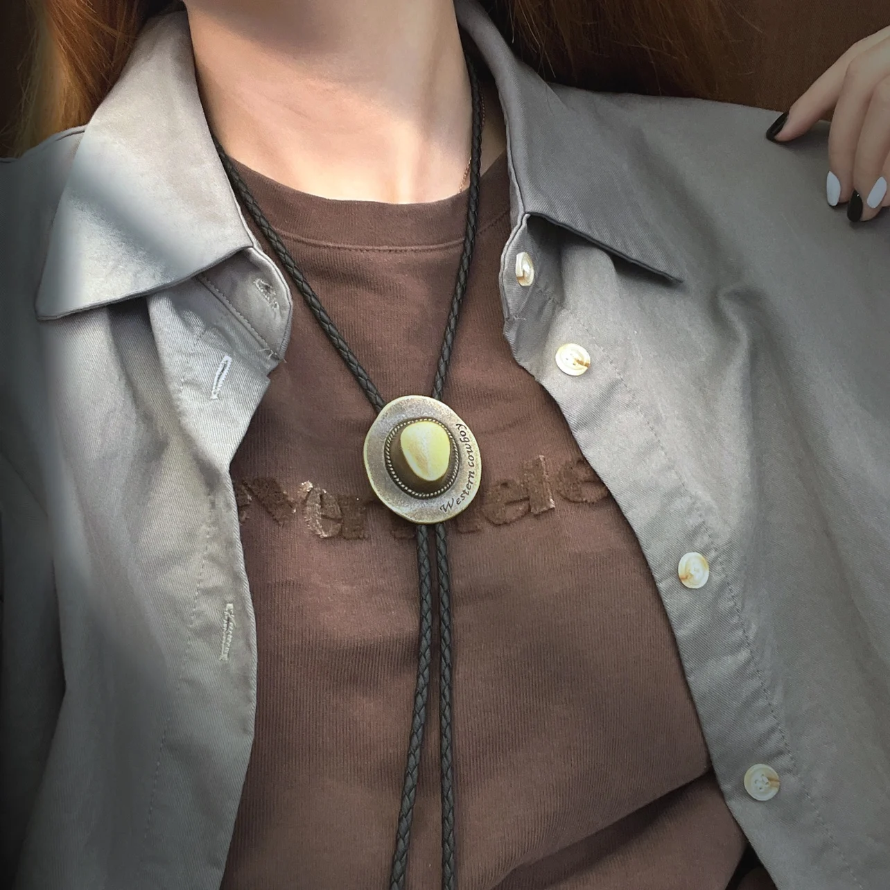 Collar de mezclilla occidental Bolo, corbata de cuello, collar de moda - imagen 3