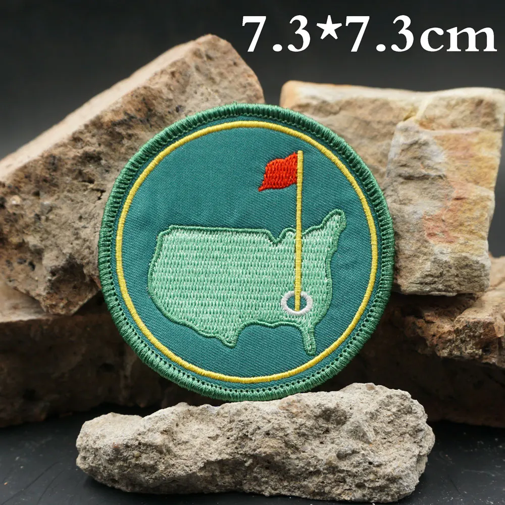 Parches bordados de círculo Masters de Augusta, apliques de etiqueta de costura, banda de motorista punk, insignias de ropa de Rock con respaldo de gancho