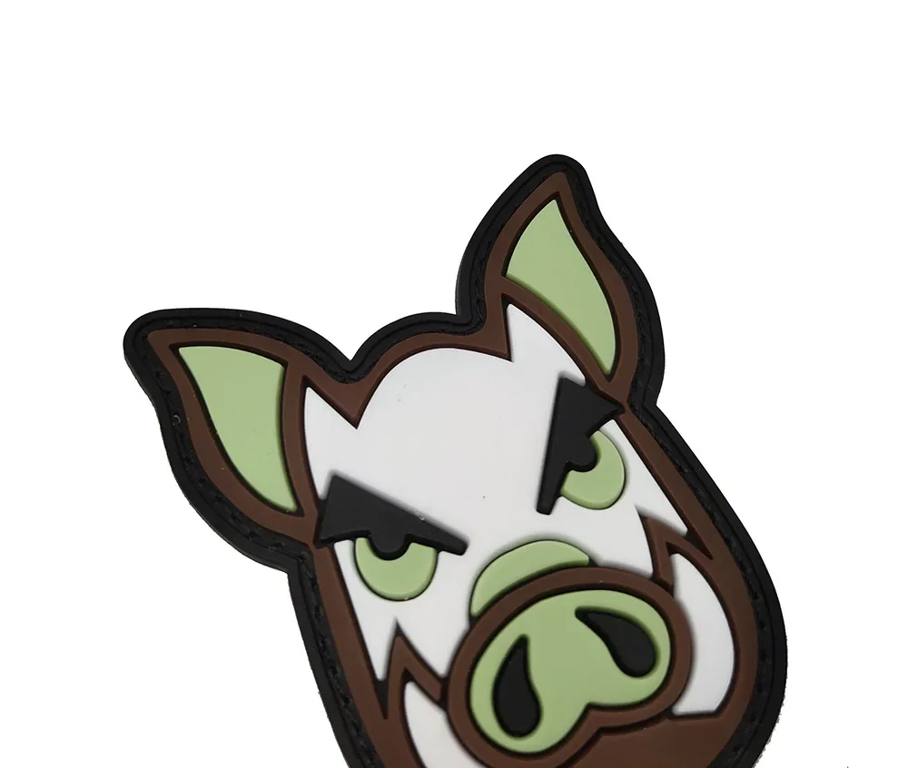 Parche de cerdo táctico de PVC, pegatina de chaqueta de jabalí de dibujos animados, gancho de goma militar táctico, insignia, brazalete, accesorio Punk, pegatina para ropa - imagen 3