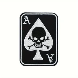 Parche táctico bordado calavera Ace of Spades vintage con velcro MOLLE