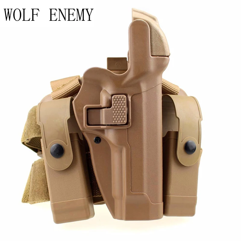 Funda táctica para pierna M92, cinturón de paleta para muslo derecho, nivel 3, funda para pistola de servicio de bloqueo con bolsa para linterna de revista para M9 M92