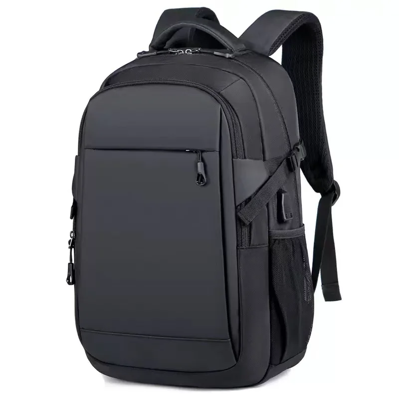 Mochila moderna para ordenador portátil con textura de cuero y conector para auriculares para viajes de negocios y bolso informal para estudiantes