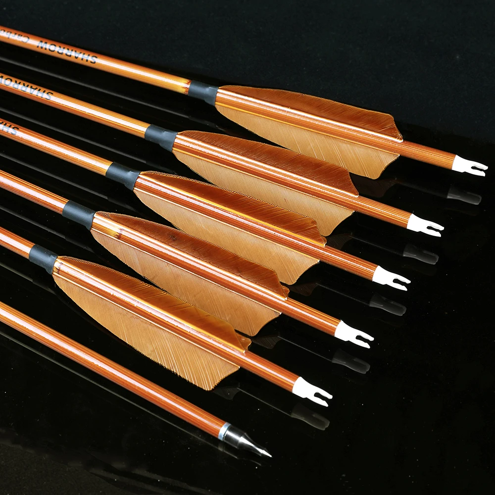 SP500 Flechas carbono mixto para arco compuesto con plumas de pavo - imagen 5