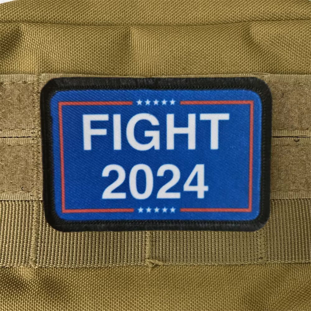 Insignia impresa de la bandera de Trump 2024, Miss ME FIGHT 2024, parches de moral, brazalete táctico, pegatinas de gancho y bucle para mochila - imagen 4