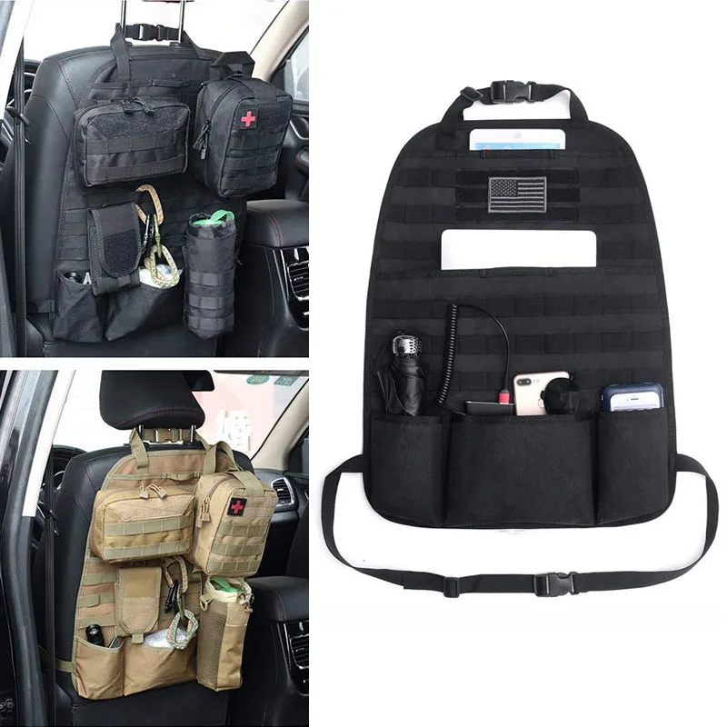 Molle-organizador trasero de asiento de coche, bolsa de almacenamiento de Panel, accesorios universales de caza, funda protectora para asiento de vehículo de viaje, bolsa de herramientas EDC