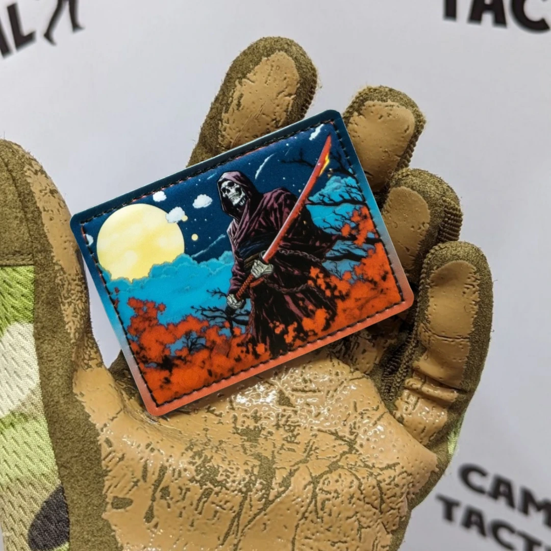 Emblema de máscara de fantasma, parche del ejército moral, esqueleto militar táctico con estampado de Daito, parches de gancho para ropa, pegatina para mochila - imagen 2