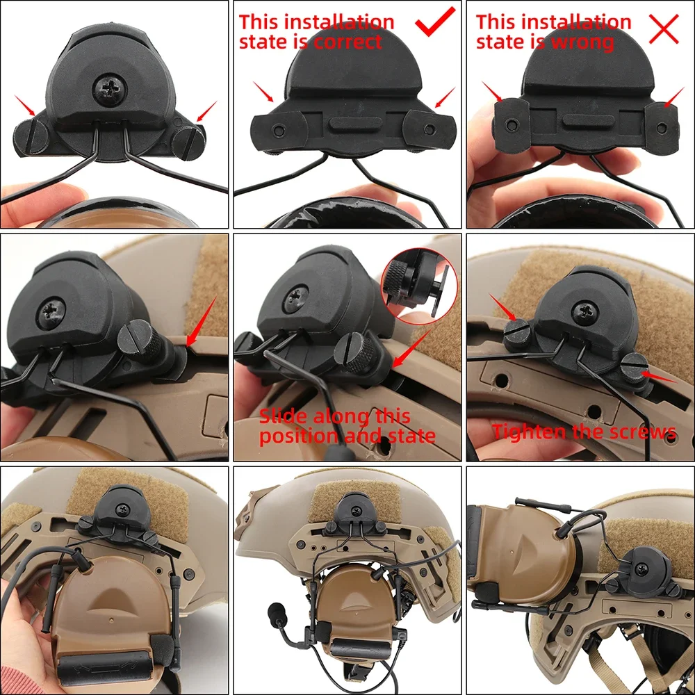 TAC-SKY Wendy EXFIL Adaptador de riel para casco táctico Compatible con auriculares tácticos COMTA I II III - imagen 4