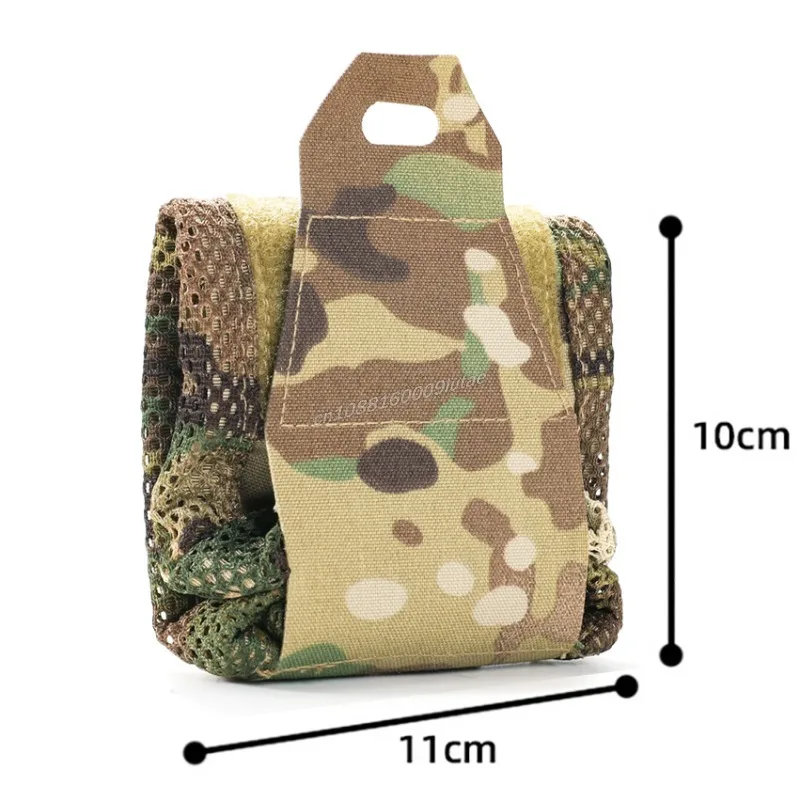 Bolsa de basura táctica Molle para exteriores, bolsa de cintura plegable con cordón enrollable para revista, bolsillo EDC de caza Airsoft plegable de malla - imagen 4
