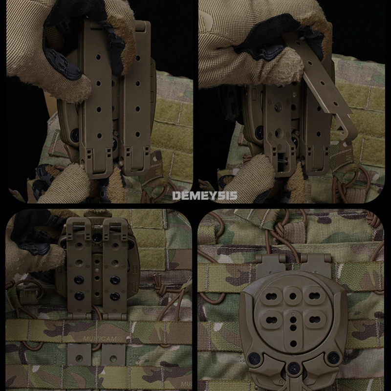 Adaptador de funda táctica, adaptador de funda de montaje de Base de 360 grados, funda táctica de caza Airsoft, accesorios de cinturón de plataforma MOLLE - imagen 5
