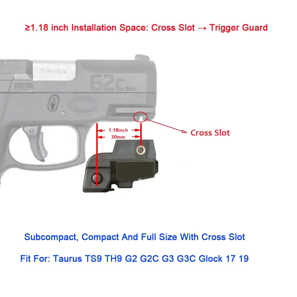 Mira láser compacta táctica G2 G2C G3 G3C 9mm TS9 Glock 17 19 PX4 punto verde azul rojo Para Pistola Arma Mira láser - imagen 4