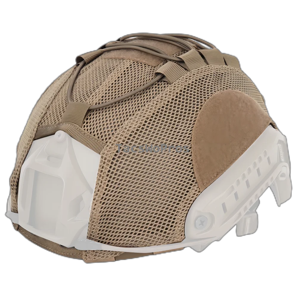Funda táctica para casco para cascos rápidos, funda para casco Airsoft de caza y tiro, tela de malla para casco rápido de Paintball con cordón elástico - imagen 2