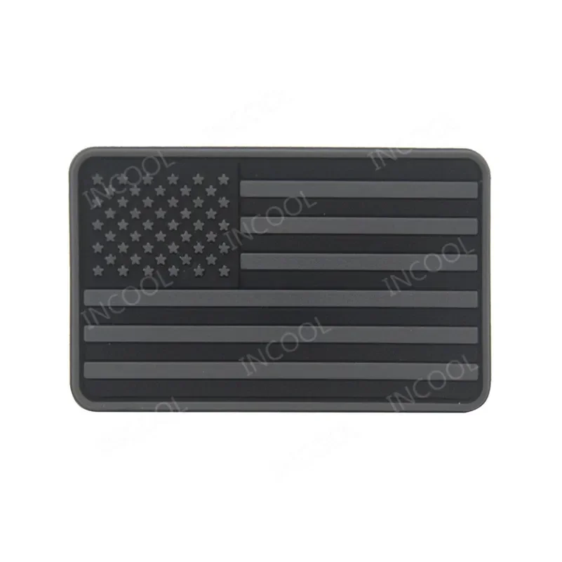 Parches de goma de PVC con bandera de Estados Unidos de América, gancho fino de línea azul y roja, brazalete luminoso trasero, insignias decorativas para hombros - imagen 5