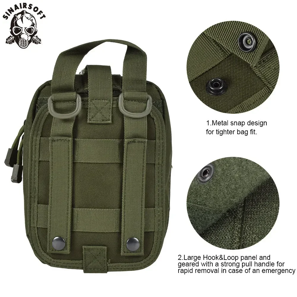 SINAIRSOFT-Kit de primeros auxilios táctico, botiquín médico de emergencia para acampar al aire libre, herramienta de supervivencia de emergencia, bolsa de almacenamiento militar, bolsa Molle - imagen 3