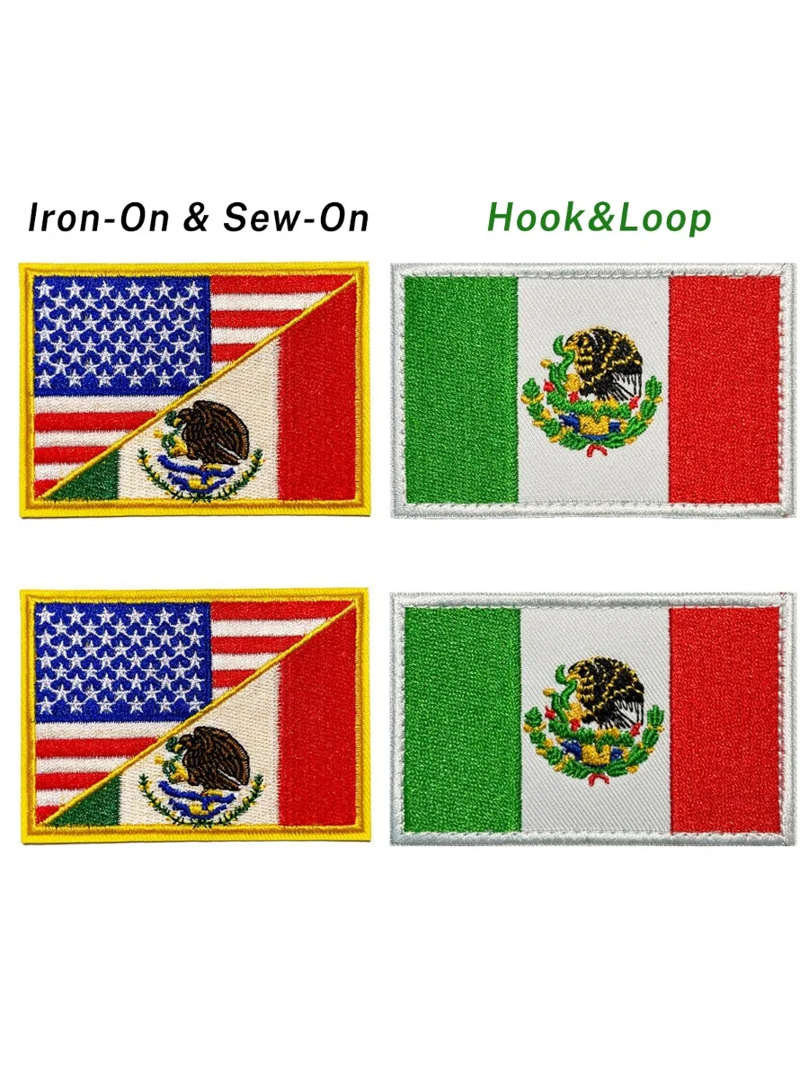Parche de bandera combinado EE. UU. y México, opción de planchado
