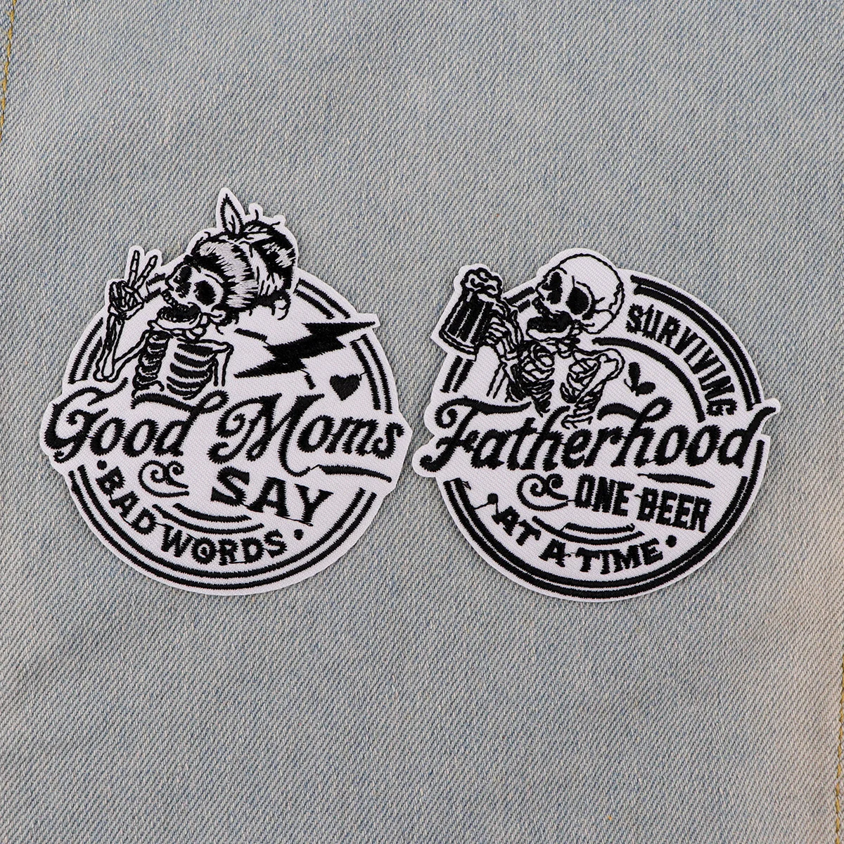 Parche bordado de esqueleto de Halloween, parches termoadhesivos Punk para planchar en la ropa, insignias de costura DIY - imagen 2