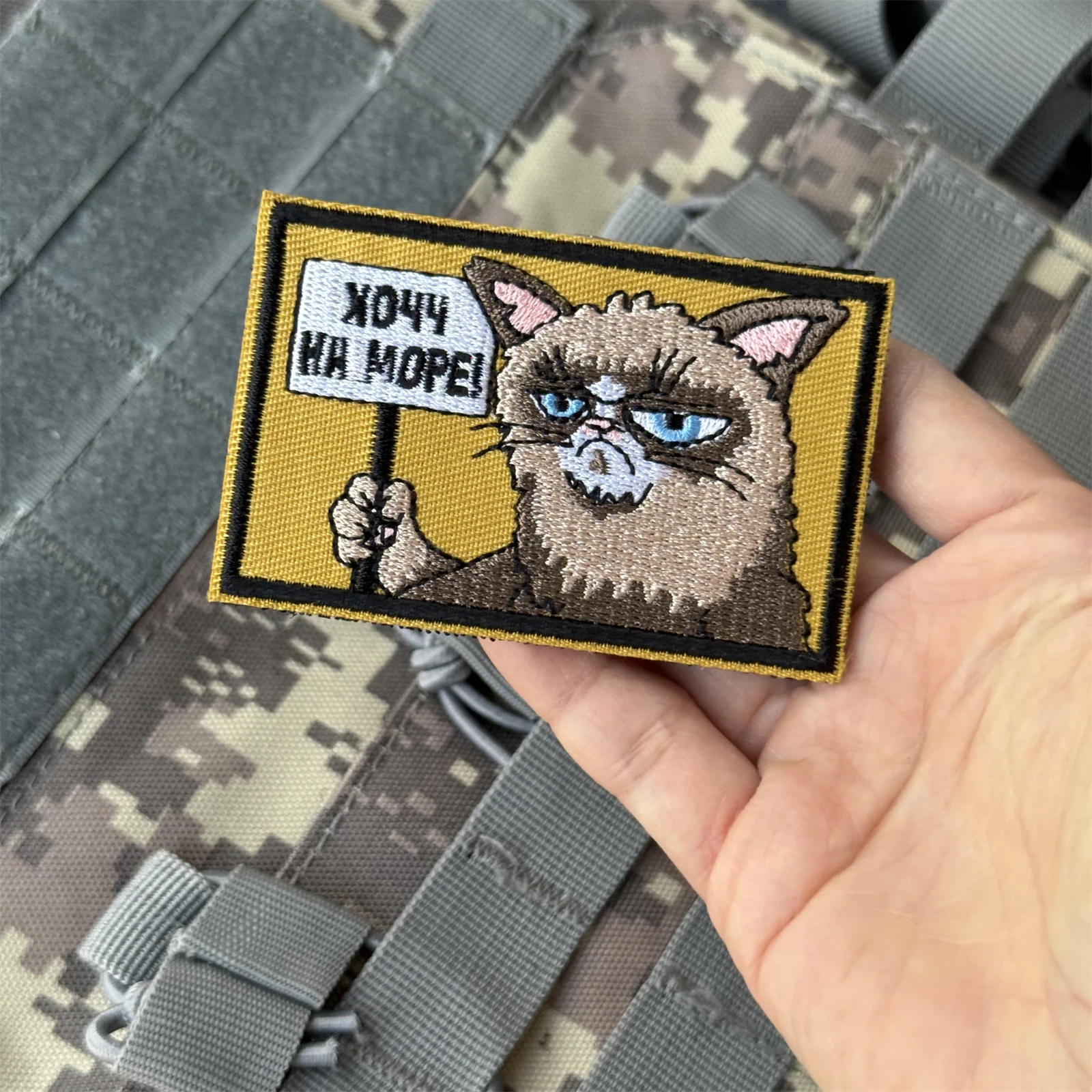 Parche táctico Chevron Morale "Quiero ir al mar", parches de gancho y bucle bordados para ropa, pegatina para mochila del ejército militar - imagen 5