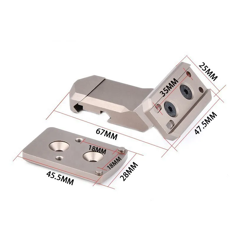 Wadsn soporte óptico táctico de compensación de 45 grados, mira de punto rojo en T, UN elevador rápido, Base para RMR, SRO, Airsoft, accesorios de caza - imagen 2