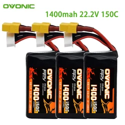 3 uds OVONIC 6S 22,2 V 1400mAh 150C LiPo batería para RC helicóptero Quadcopter Dron de carreras con visión en primera persona piezas con enchufe XT60 6S batería