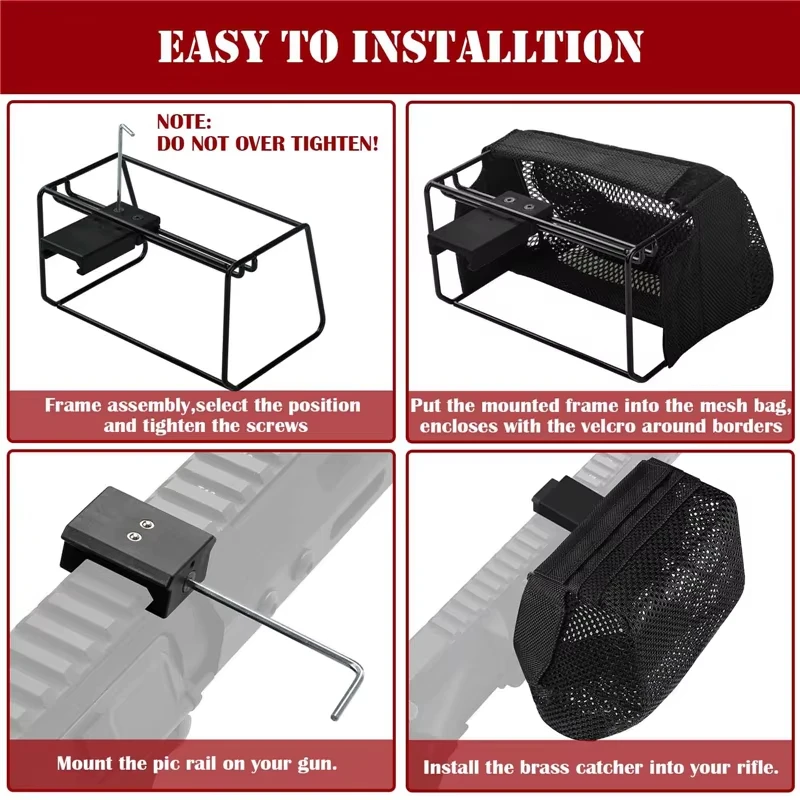 Bolsa de carcasa de bala de caza, equipo militar, munición, recogedor de carcasa de latón, trampa de malla, bolsa de malla de nailon, bolsa de colección negra, bolsa de munición - imagen 2