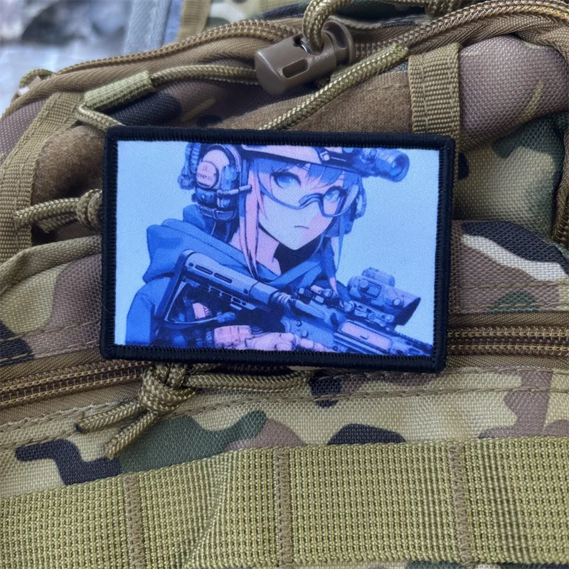 Parche estampado táctico militar para chica, insignias de moral para ropa, parches con gancho, pegatinas para mochila - imagen 3