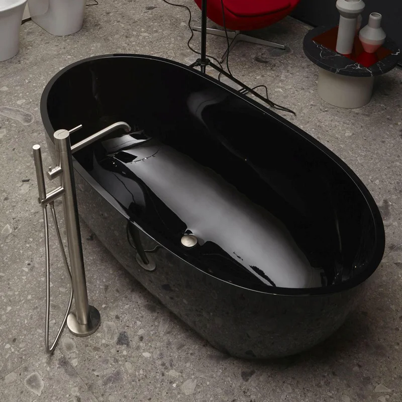 Bañeras de piedra artificial personalizadas para apartamentos grandes, bañeras integradas transparentes coloridas para alojamiento en familia de hotel - imagen 2