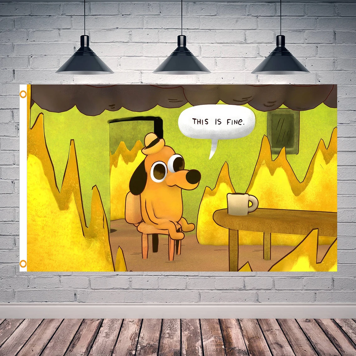 90X150cm perro en una silla en el fuego bandera poliéster impreso decoración pancarta tapiz FLAGLAND - imagen 3