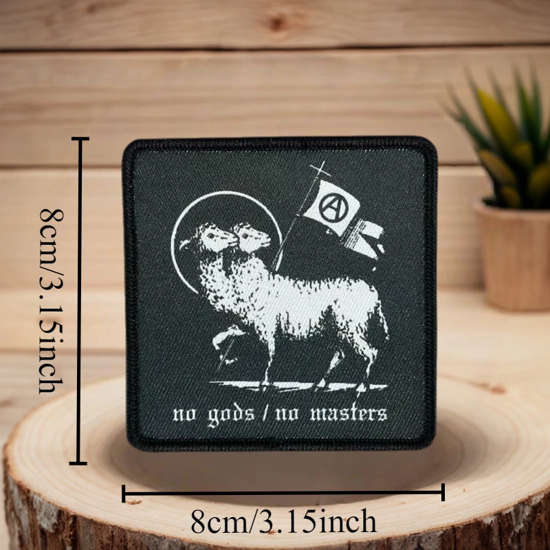 Parche estampado de estilo Punk No Gods/No Masters, insignia táctica militar, mochila con gancho y bucle, parches adhesivos decorativos para ropa - imagen 3