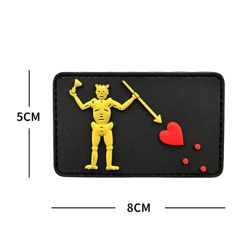 Parches de corazón rojo pirata Trident, gancho luminoso, insignias de PVC, parche táctico reflectante para bolsa de ropa, accesorios de bricolaje - imagen 2