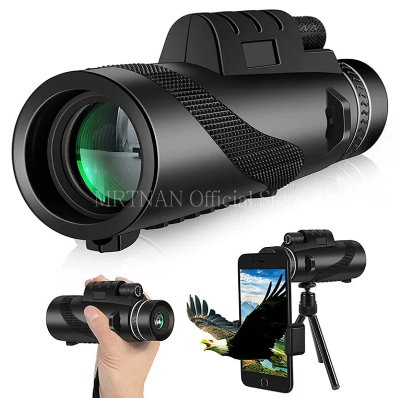 Telescopio Monocular HD de largo alcance, Prisma Bak4 con/sin trípode, Clip para teléfono, para caza al aire libre, 80x100, 8000M - imagen 3