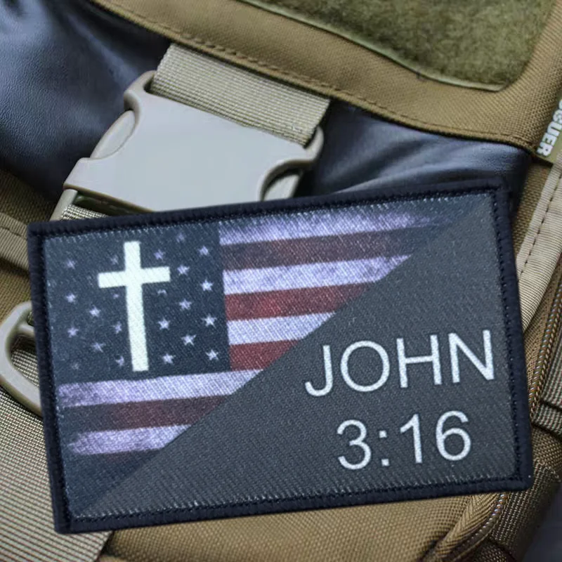 John 3:16 parche estampado chaleco táctico gancho y bucle insignia moral mochila pegatinas decorativas brazalete parches para accesorios de ropa - imagen 5