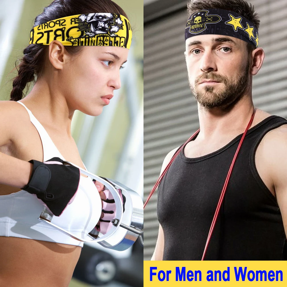 Diadema deportiva para hombre y mujer, vendaje elástico para el sudor con calavera y fantasma, para tenis, Yoga, gimnasio, Fitness, correr, accesorios para el cabello - imagen 3